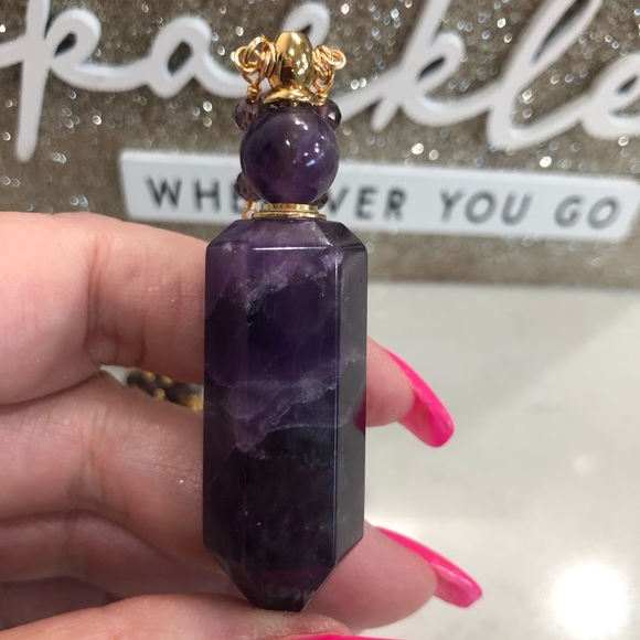 Amethyst Perfume Bottle Pendant Necklace - Picture 8 of 8